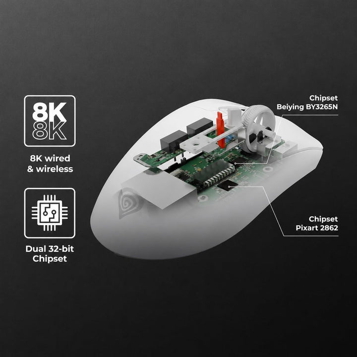 Genesis Zircon 880 PRO 8K Gaming Maus kabellos Weiss, 30000 DPI Wireless Gaming Mouse, PixArt PAW395