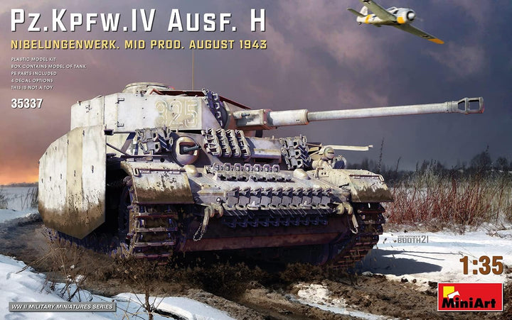 Mini Art 35337 1:35 Pz.Kpfw.IV AUSF.H Aug43 Mit. Nibe. - originalgetreue Nachbildung, Modellbau, Pla