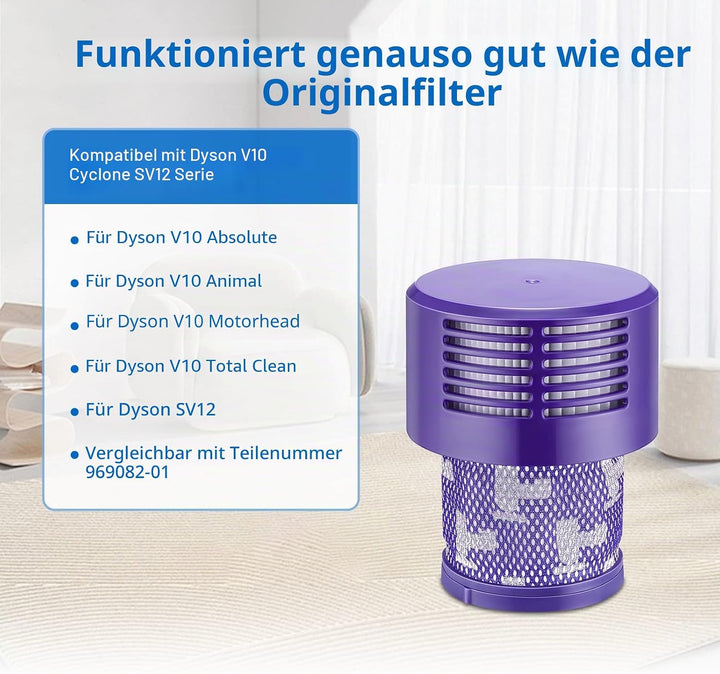 Filter für Dyson V10 SV12 -JORAIR Waschbar Ersatz Filter für Dyson V10 Cyclone Series, V10 Absolute,