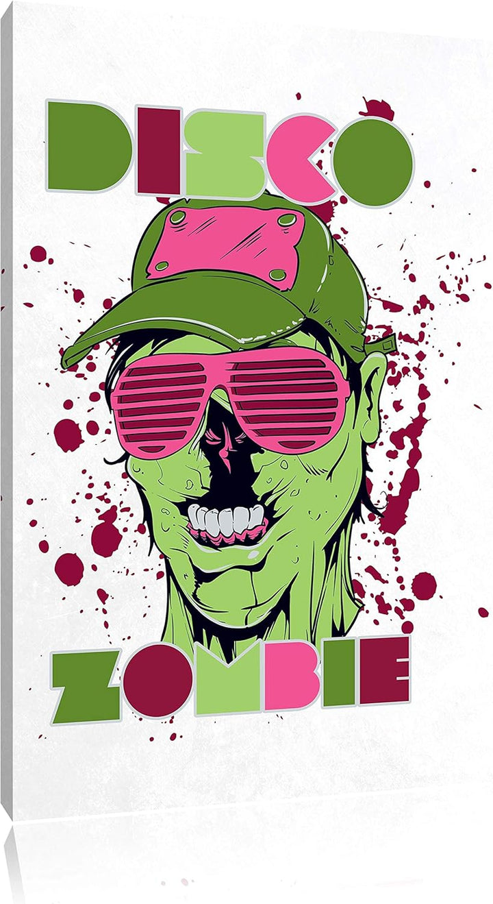 Disco Zombie white Leinwandbild Bild auf Leinwand, XXL riesige Bilder fertig gerahmt mit Keilrahmen,
