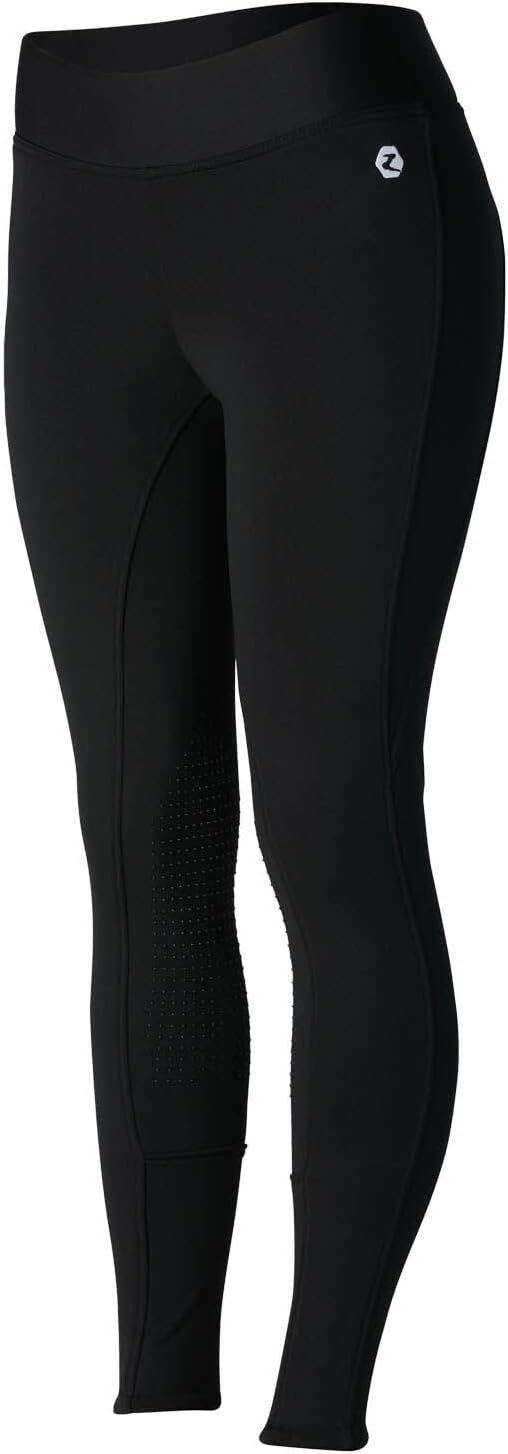 HORZE Damen Thermo Reitleggings Active, Winter Reithose mit Silikon Kniebesatz 36 Schwarz, 36 Schwar