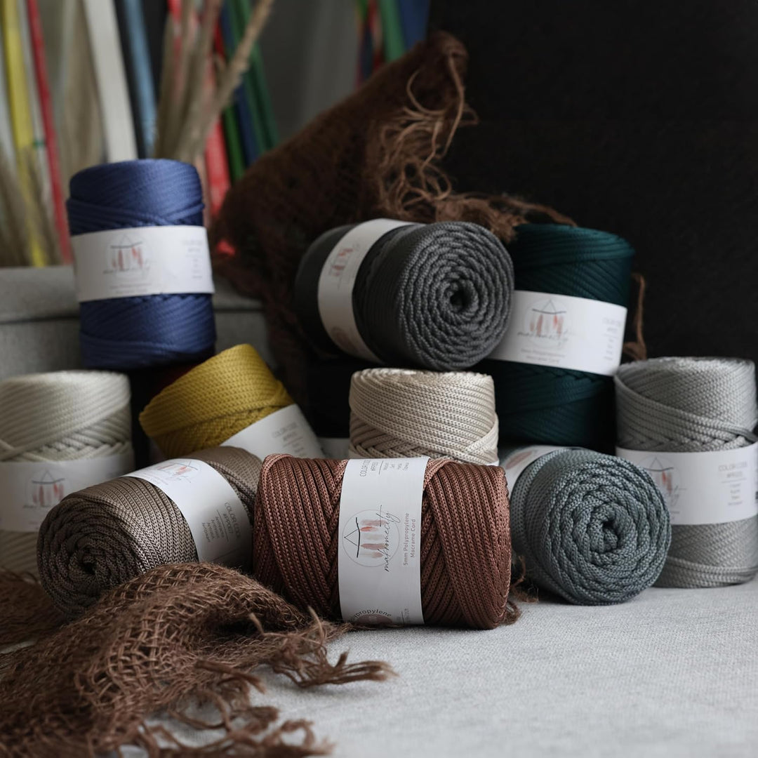 Makromecity Makramee Garn 5mm x 95m Premium Polyester Makramee Schnur Polypropylene Yarn Basteln für