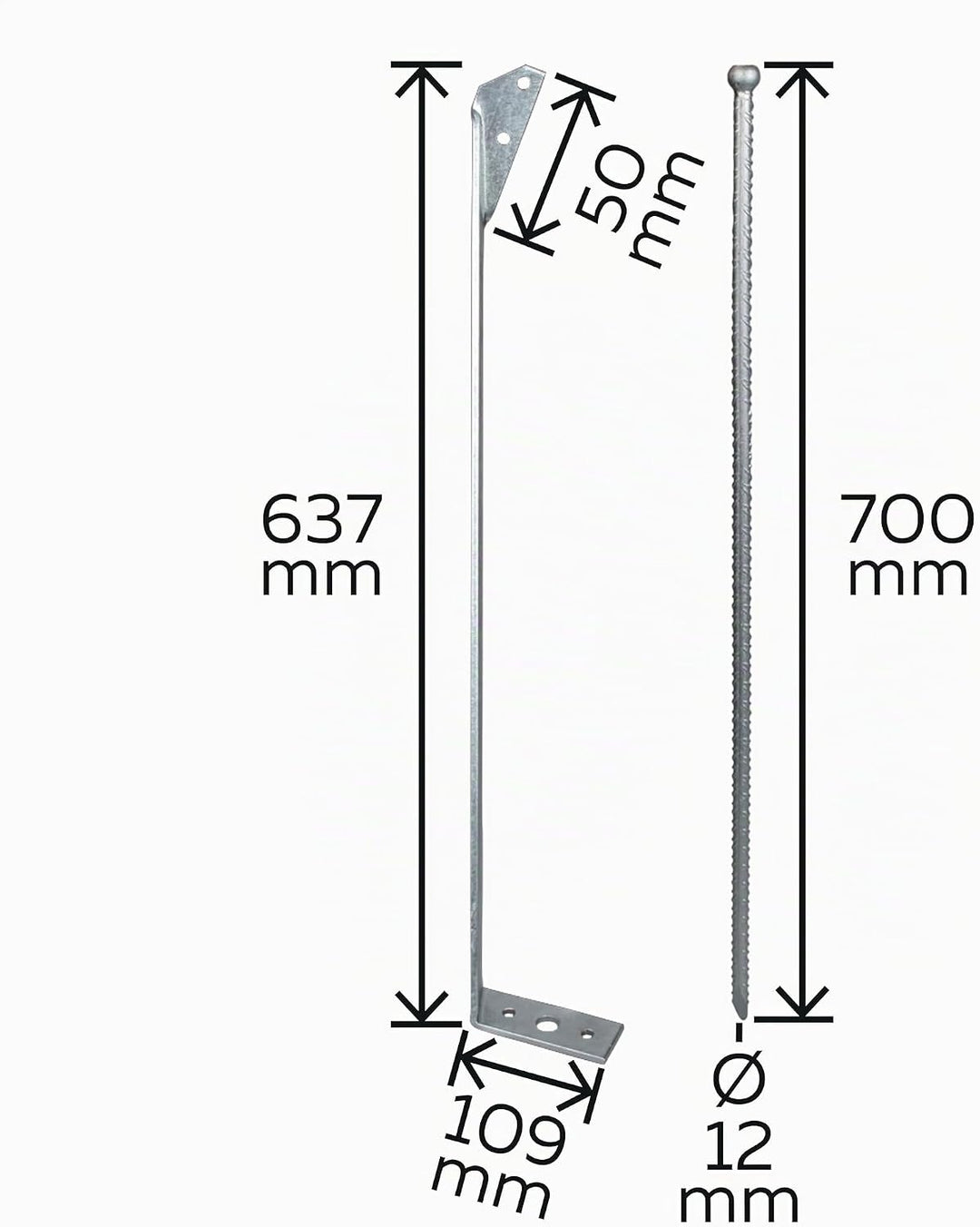 Alberts 215484 Sturmanker mit Erddorn | feuerverzinkt | Gesamthöhe: 637 mm | 2er Set