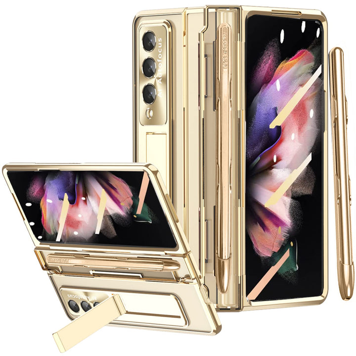 Miimall Handyhülle Kompatibel mit Samsung Galaxy Z Fold 3 Hülle mit S Pen, Transparent PC Schutzhüll