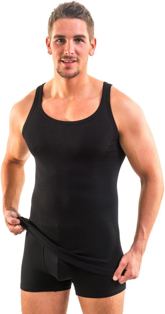 HERMKO 3000 4er Pack Herren Tank Top (Weitere Farben) Bio-Baumwolle S Schwarz, S Schwarz