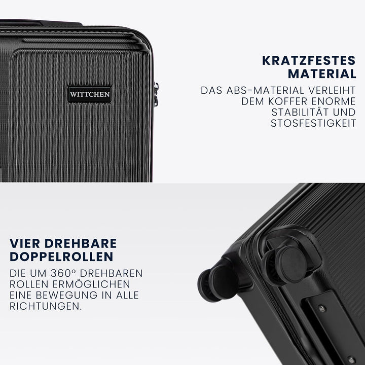 WITTCHEN Stripes Line Kofferset mit Kosmetiktasche Reisekoffer Hartschalenkoffer ABS 4 Doppelrollen