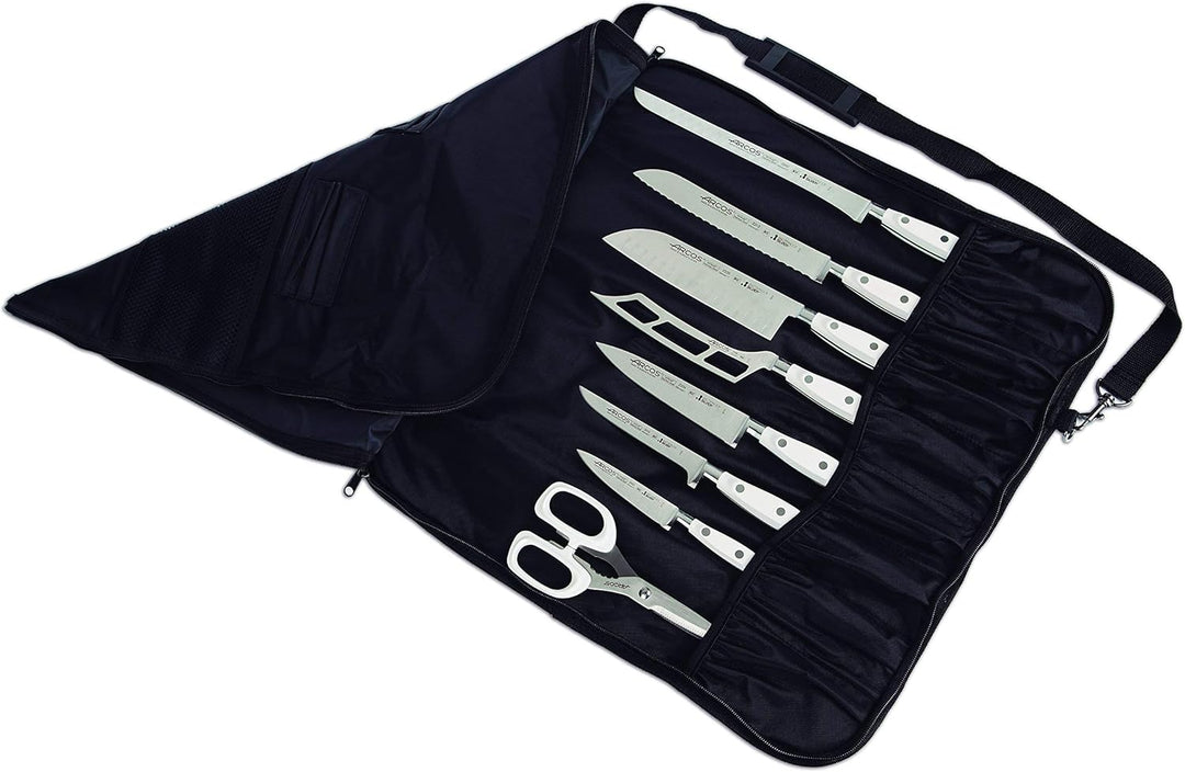 Arcos Messer Tasche Professionell - 8 Stück Kapazität, Sicherer und Kompakter Aufbewahrung - 100% Po
