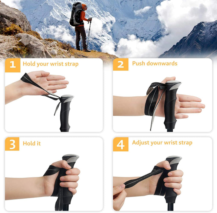 COVACURE Wanderstöcke Nordic Walking Stöcke - Faltbar, Verstellbar, Teleskop, Leicht, mit Gummipuffe