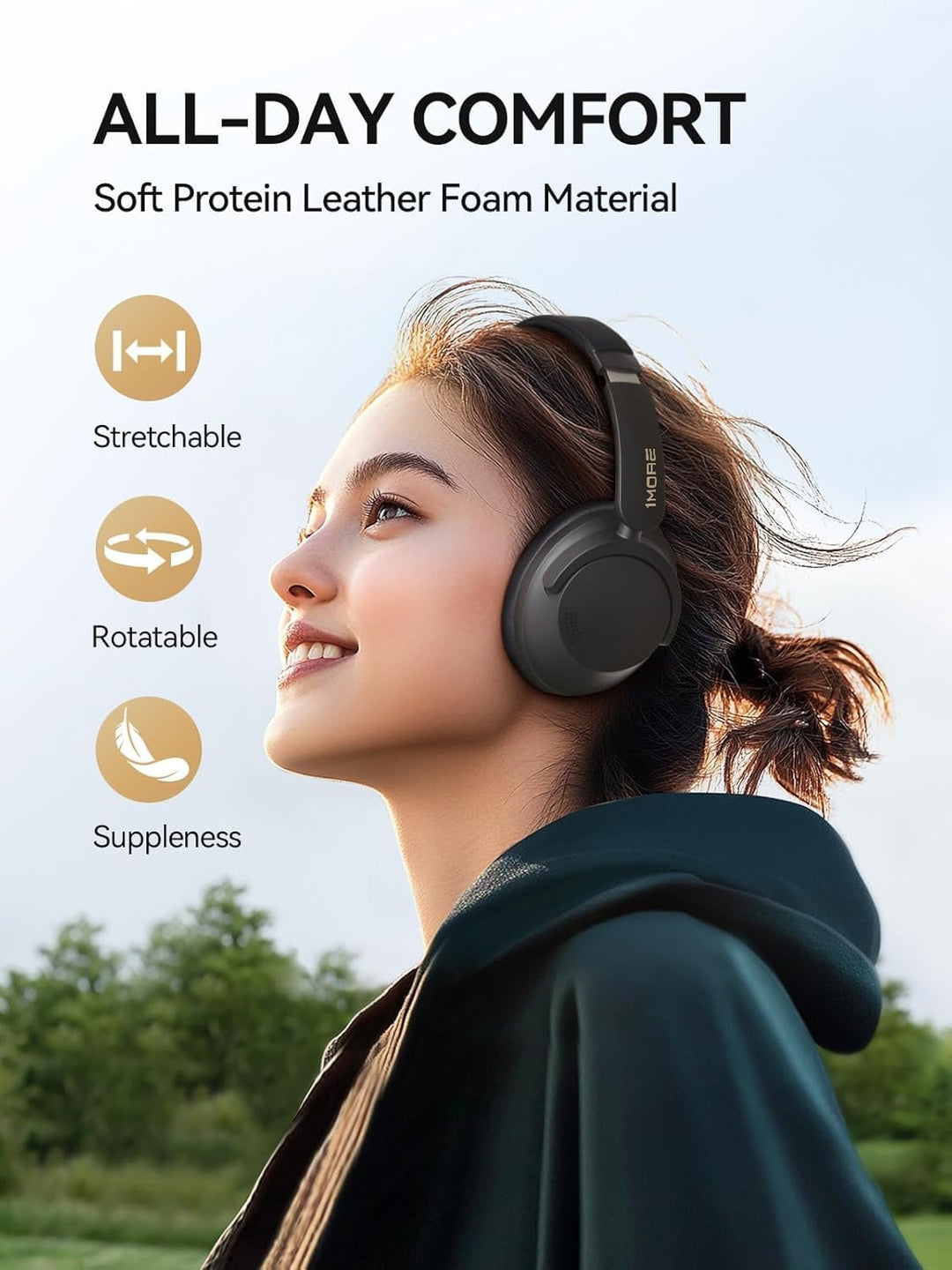 1MORE SonoFlow Pro Over-Ear Kopfhörer Kabellos, LDAC Hi-Res Wireless Audio, Active Noise Cancelling,