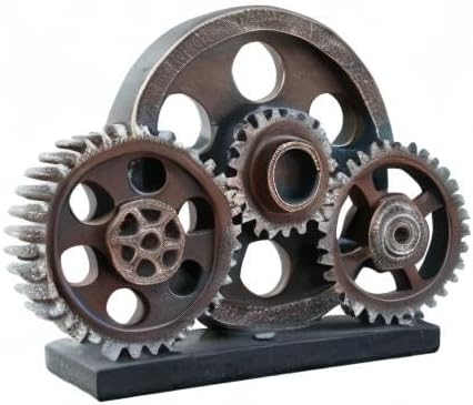 Retro Industrieller Steampunk Kunstharz Zahnrad Figur Höhe19.5cm, Kupfer Farbe, Schweres Dekoratives