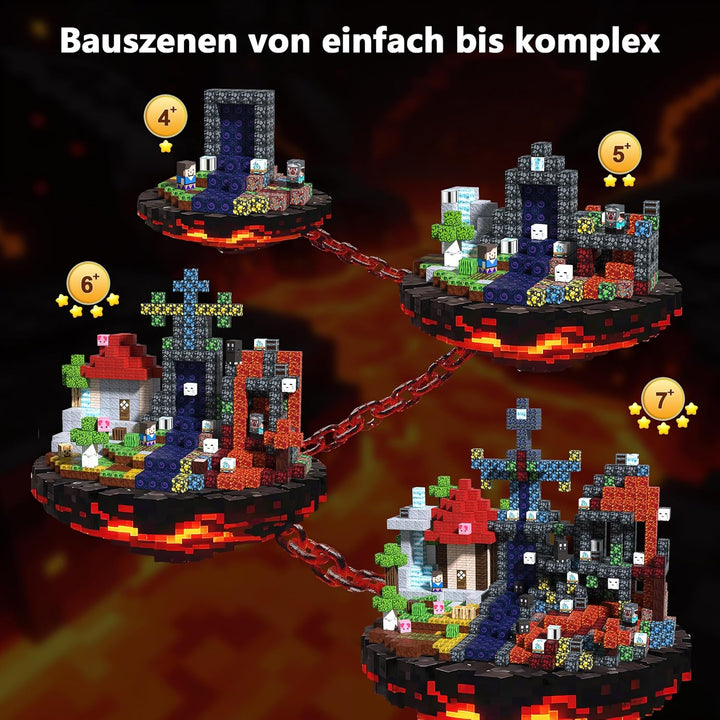 Magnetbausteine 150 Stück, 3D Pixel Magnetische Fliesen, STEM Bildendes Bauspielzeug, Sichere Glatte