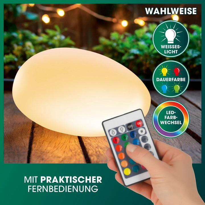 EASYmaxx Solar-Deko-Stein mit Farbwechsel | Moderne Aussen-Gartenleuchte mit Fernbedienung | Solar-K