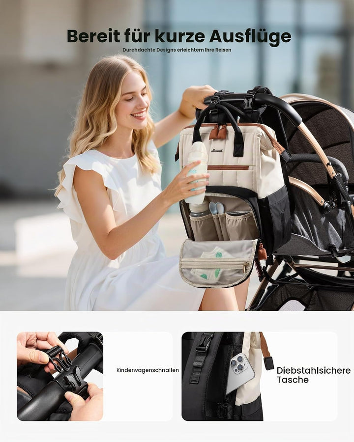LOVEVOOK Wickelrucksack Gross, Baby Wickeltasche Rucksack Diaper Bag mit Wickelunterlage, Wasserabwe
