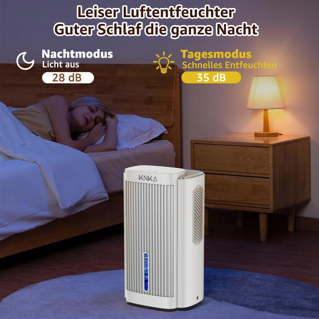 KNKA Luftentfeuchter, Luftentfeuchter Elektrisch, 1,1 l, Raumentfeuchter unter 28dB für 30m² Wohnung