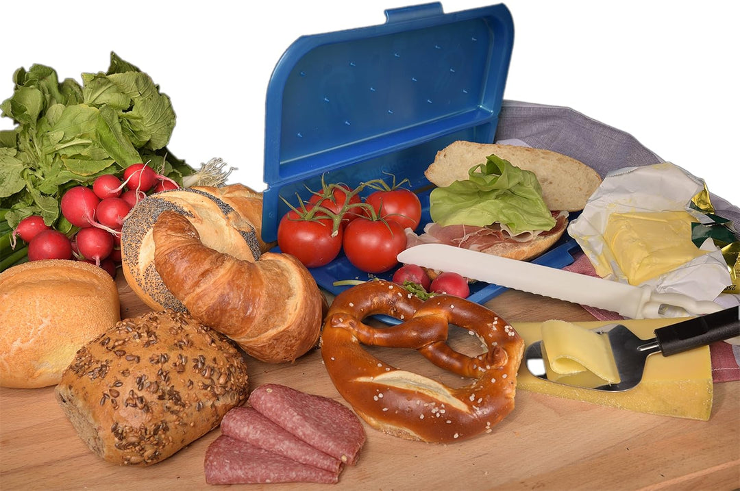 Baguette-Schneidebox Brötchen-Schneidebox mit Kunststoff-Messer (rot), Rot