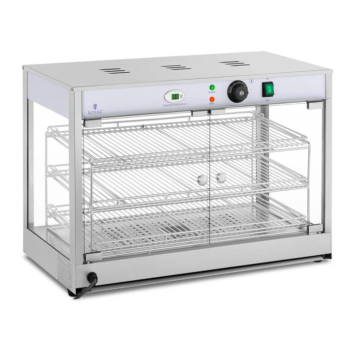 Royal Catering RCHT-1200B Heisse Theke Warmhaltevitrine Aufsatzvitrine 1.200 W Edelstahl LED-Display