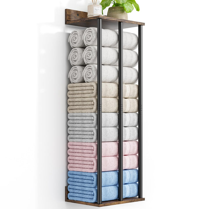 Handtuchhalter Wand Rustikal, Grosse Kapazität Badezimmer Organizer für gerollte Handtücher & Handtu