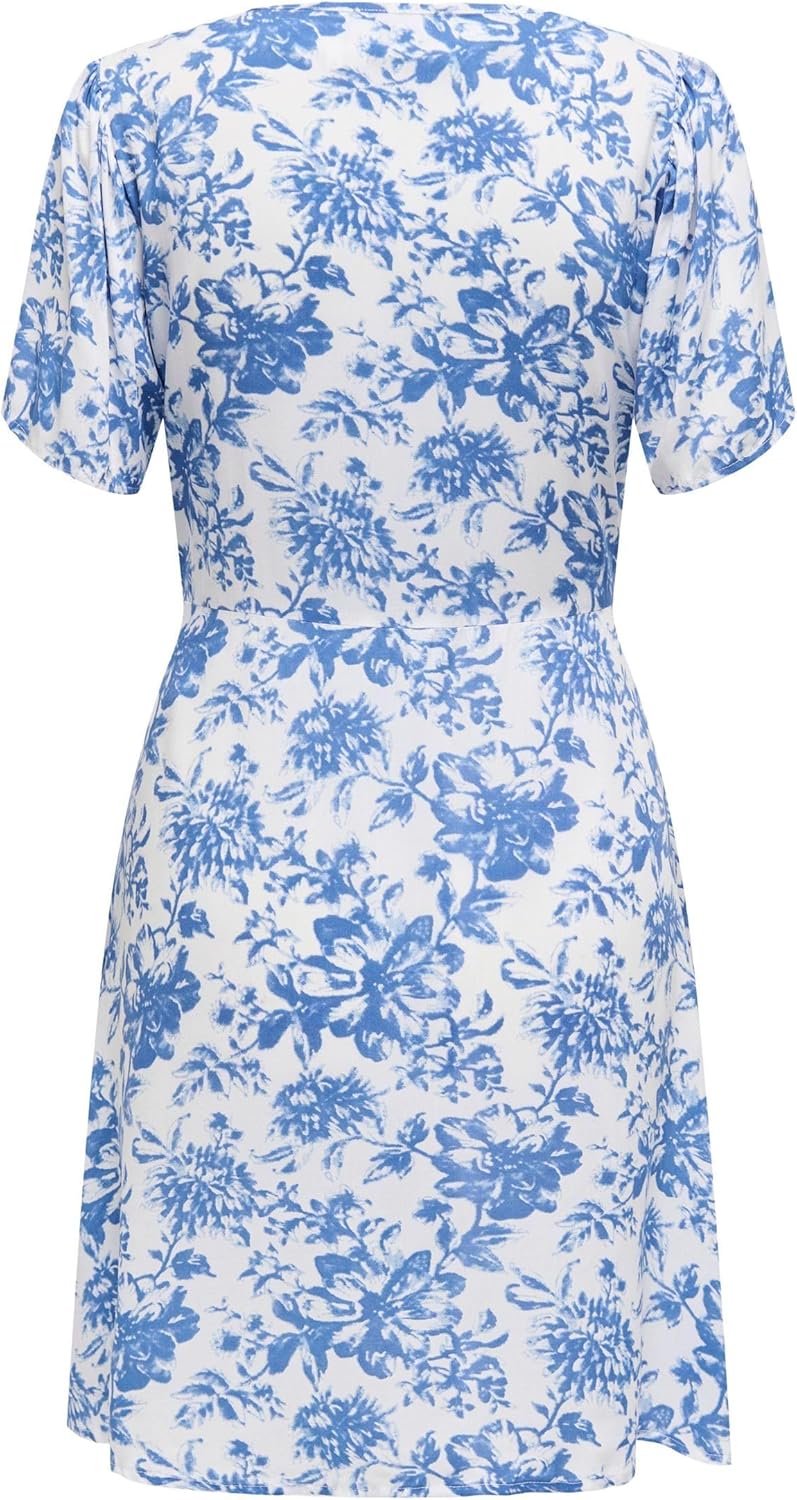 ONLY Damen Viskose Sommer-Kleid Onlnova Life Lucy mit Blumenmuster S Cloud Dancer, S Cloud Dancer