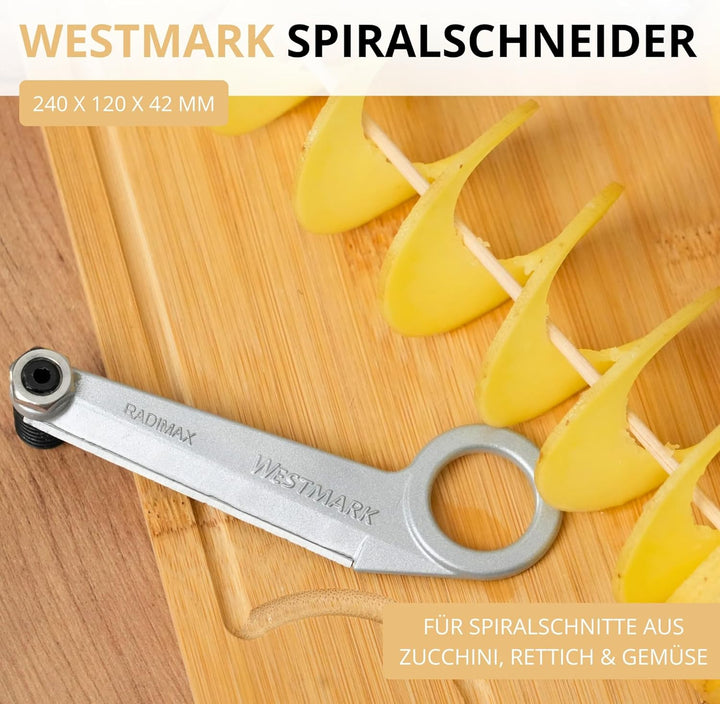 Westmark Rettich-/Spiralschneider mit langem Zentrierstab, Länge: 24 cm, Rostfreie Edelstahlklinge/A