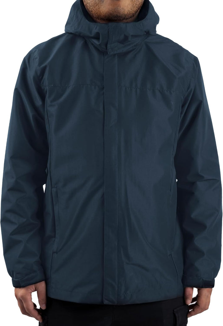 ANAYSN Herren Regen Jacke mit Kapuze wasserdicht leichte Jacke und Reissverschlusstaschen Regenmante