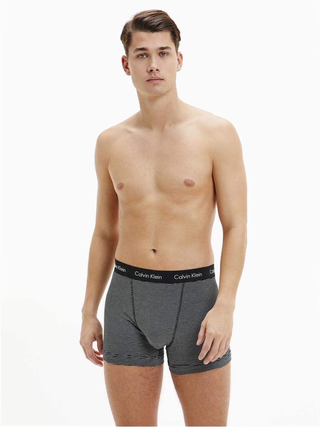 Calvin Klein Herren 3er Pack Boxershorts Trunks Baumwolle mit Stretch, Mehrfarbig (White/B&W Stripe/