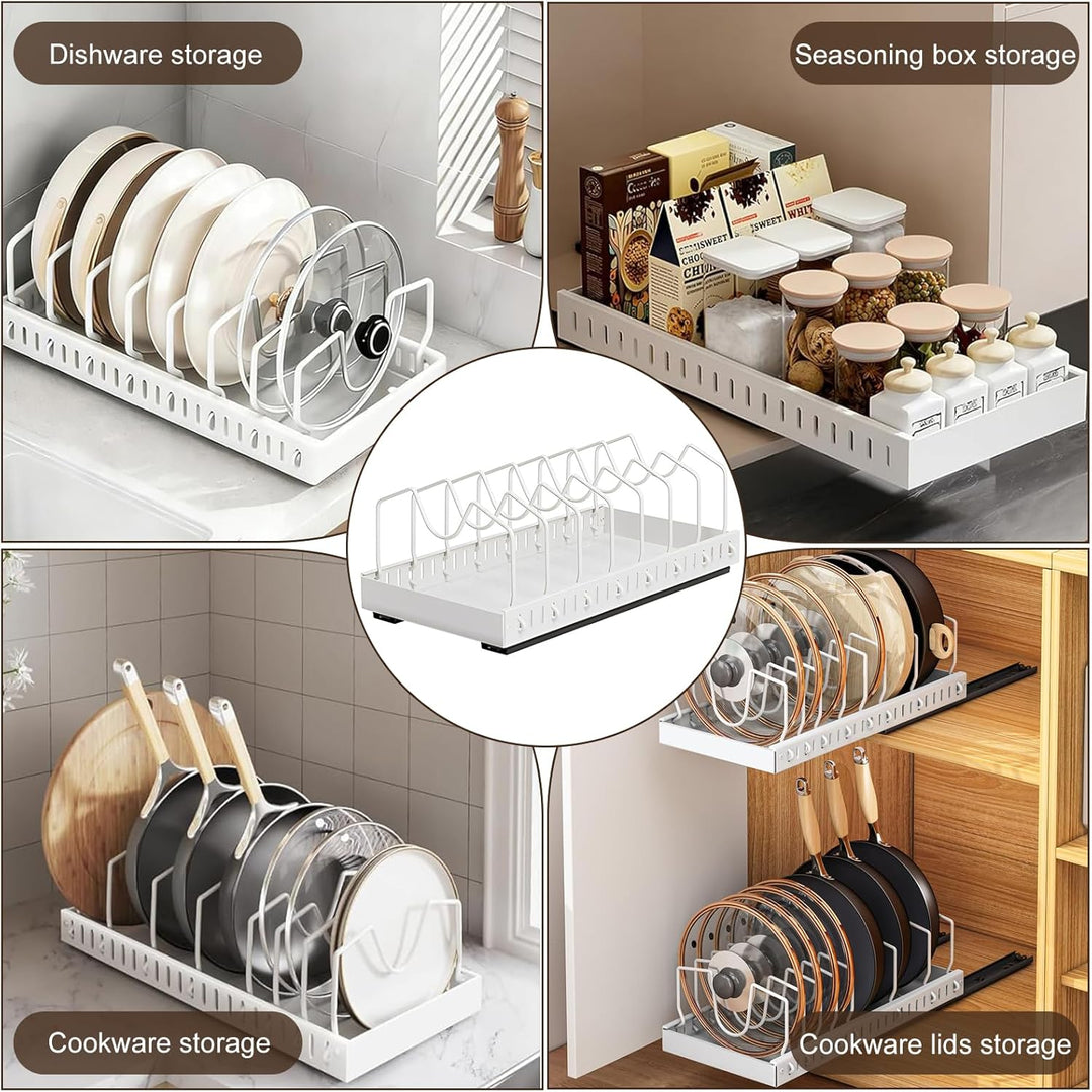 Topfdeckelhalter, Deckelhalter Schublade für Topfdeckel, Topfdeckel Organizer Schublade Ausziehbar D
