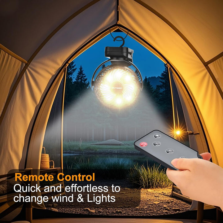 6 Zoll 12000 mAh Fernbedienung Clip-On-Ventilator, LED-Nachtlicht, 3 Geschwindigkeiten, tragbarer pe