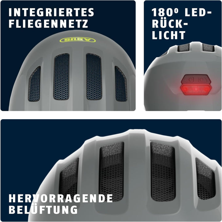 ABUS Kinderhelm Smiley 3.0 ACE LED - Fahrradhelm mit Licht - tiefe Passform &amp; Platz für einen Zopf -