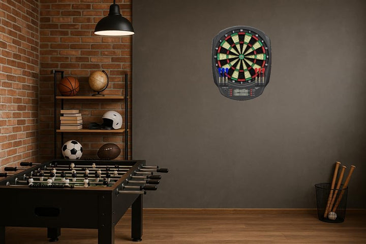 Carromco TOLEDO-301 elektronisches Dartboard – Dartscheibe mit LCD Display, 3-Loch Abstand, Dart Set