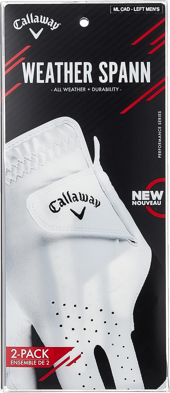 Callaway Herren Gloves Golfhandschuhe Weather Spann Einzelpack (Linke Hand, XXL, Weiss) Cadet Medium