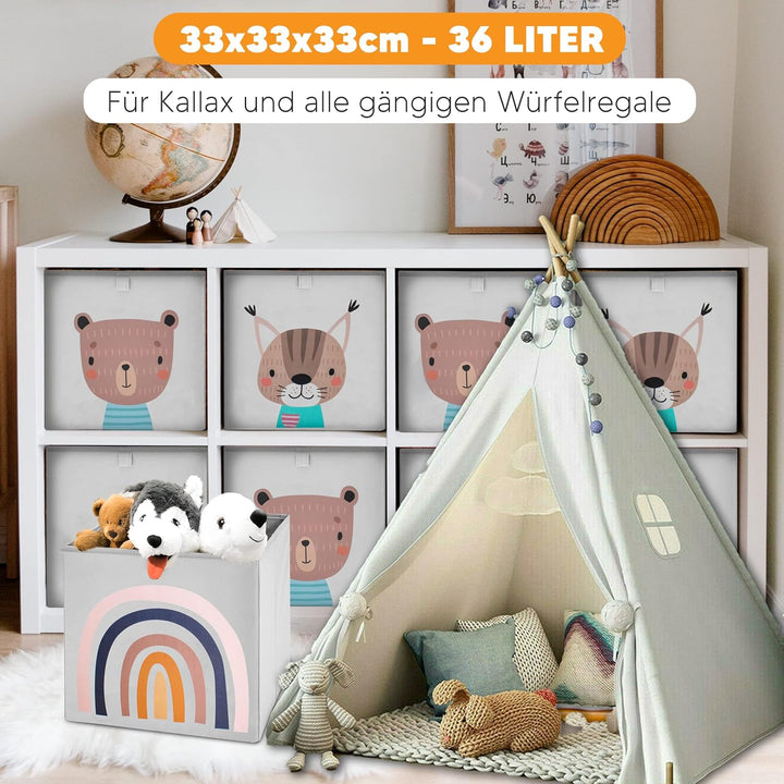 fenchi's AUSTRIA 2er Set Aufbewahrungsboxen Kinder, Masse 33 * 33 * 33cm, ideal für Kallax, verschie