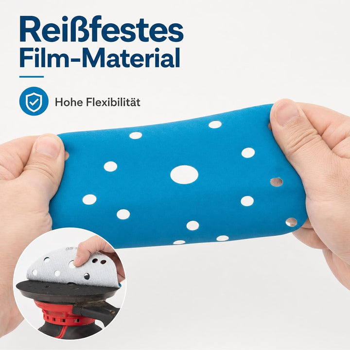 Keramik Schleifscheiben 150mm Klett 15-Loch Nass, 50x Körnung 180 | Perfektes Schleifpapier für den