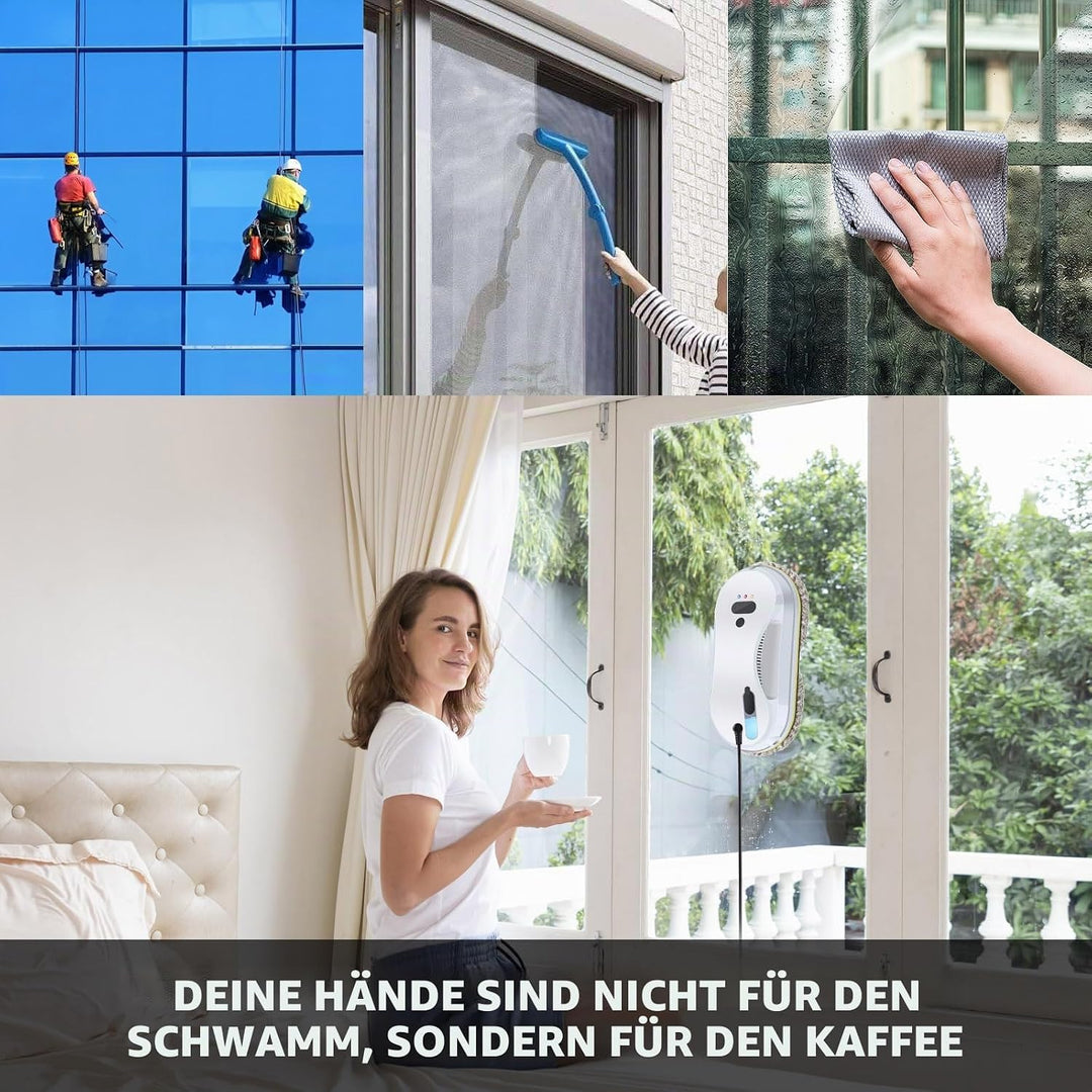 Fensterputzroboter mit Sprühfunktion, 5600 Pa Elektrischer Fensterputzer Fernbedienung mit 40ML Tank