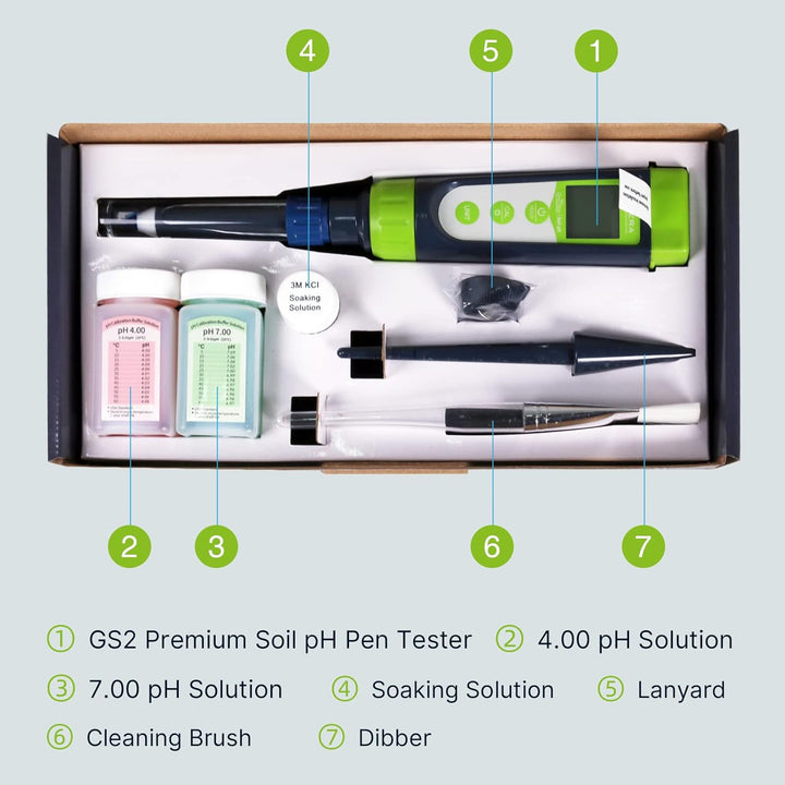 Apera GroStar GS2 pH-Taschenmessgerät-Set (Gen II) mit Einstechelektrode für direkte Bodenmessungen