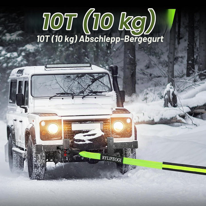 RYLIFEOGI Abschleppseil 10 Tonnen (22,000Lbs), 5mx5cm Heavy Duty Tow Strap mit 2 Verstärkten Haken 2