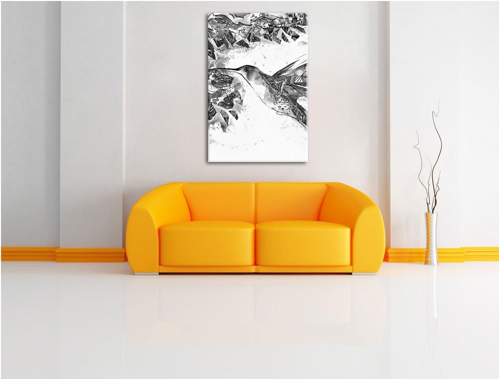 Monocrome, Kolibri Kunst , Format: 100x70 auf Leinwand, XXL riesige Bilder fertig gerahmt mit Keilra