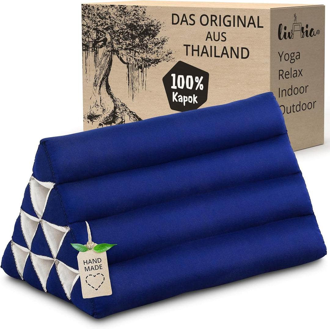 livasia Rückenstützkissen einfarbig, Dreieckskissen für Garten und Balkon, Keilkissen mit Kapok, han