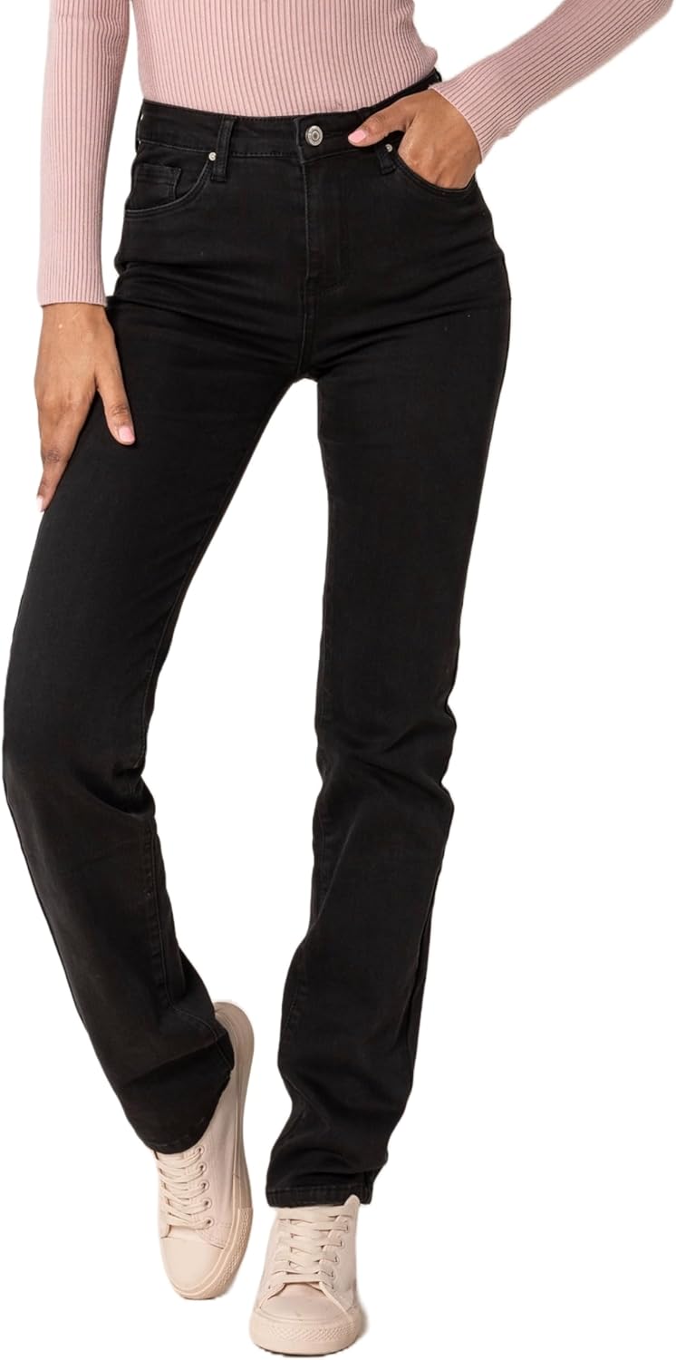 Nina Carter P209 Damen High Waist Tall Jeans Straight Leg Jeanshose mit geradem Beinschnitt Used-Loo