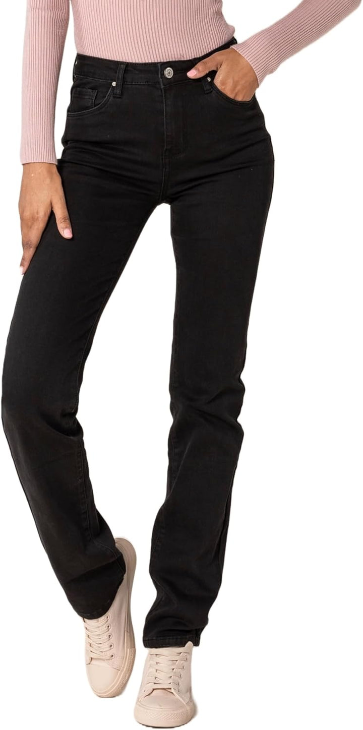 Nina Carter P209 Damen High Waist Tall Jeans Straight Leg Jeanshose mit geradem Beinschnitt Used-Loo