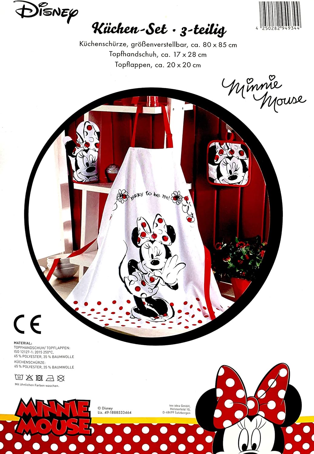 Tex idea Das Geschenk für Walt Disney Minnie Mouse Fan: Kochschürzenset mit Minnie Maus Mini Miny Sc