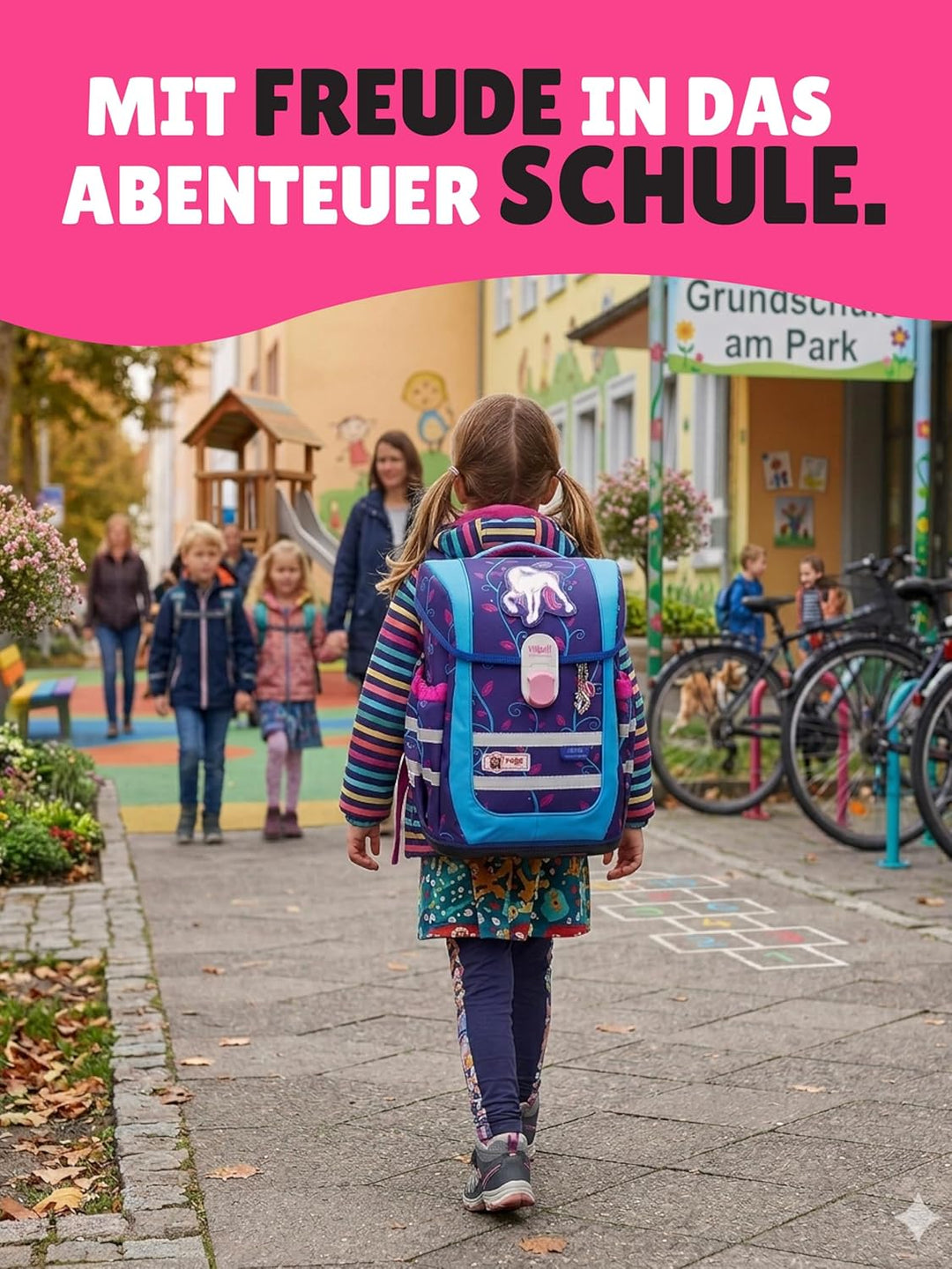 Familando - McNeill Ergo Complete Schulranzen Set - 12-teilig - Lilly Einhorn/Unicorn - Ergonomisch