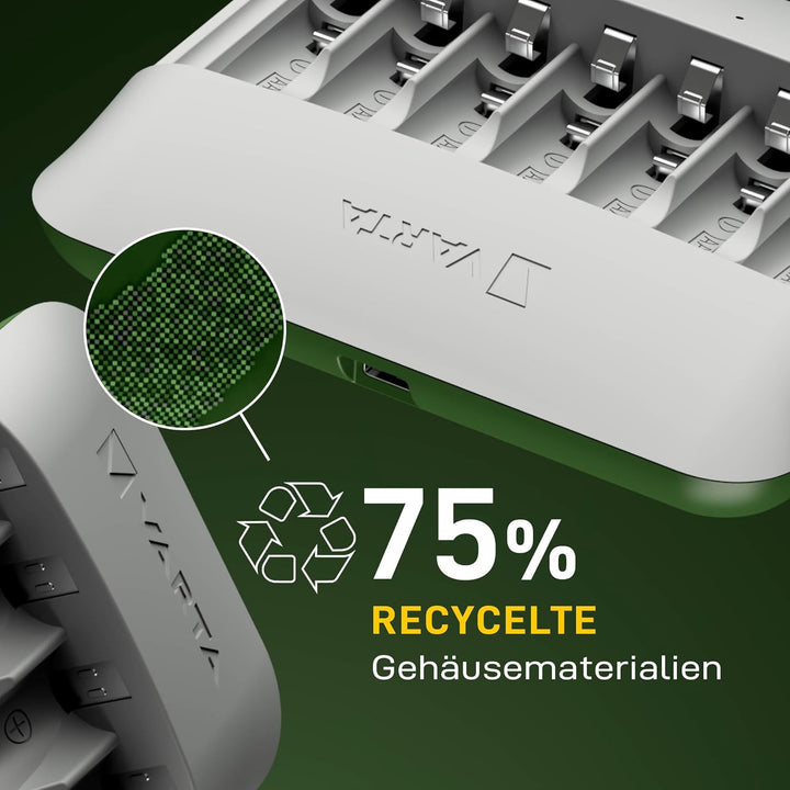 VARTA Akku Ladegerät, inkl. 4x AA 2100mAh, Batterieladegerät für wiederaufladbare AA/AAA Batterien,