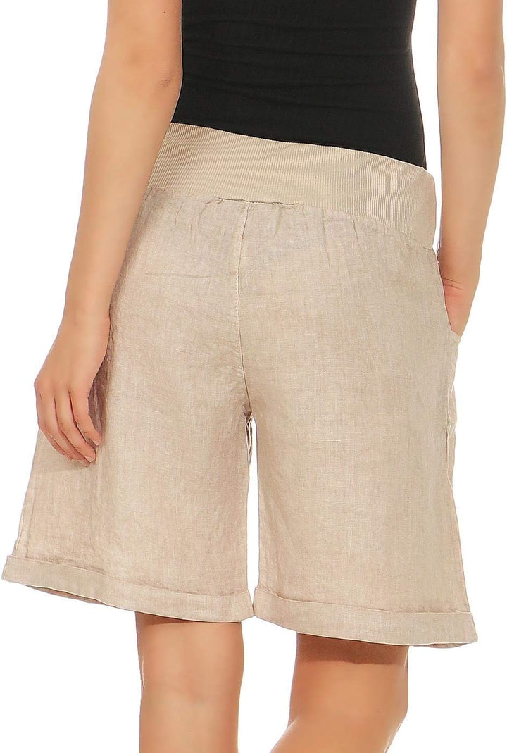 Malito Damen Bermuda aus Leinen | Shorts für den Strand | lässige Kurze Hose | Pants - Hotpants 8024
