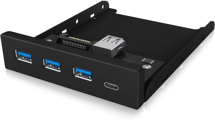 ICY BOX 60432 USB 3 Frontpanel, 1x USB-C, 3x USB-A, 3,5 Zoll intern, Metall, schwarz IB-HUB1418-i3 S