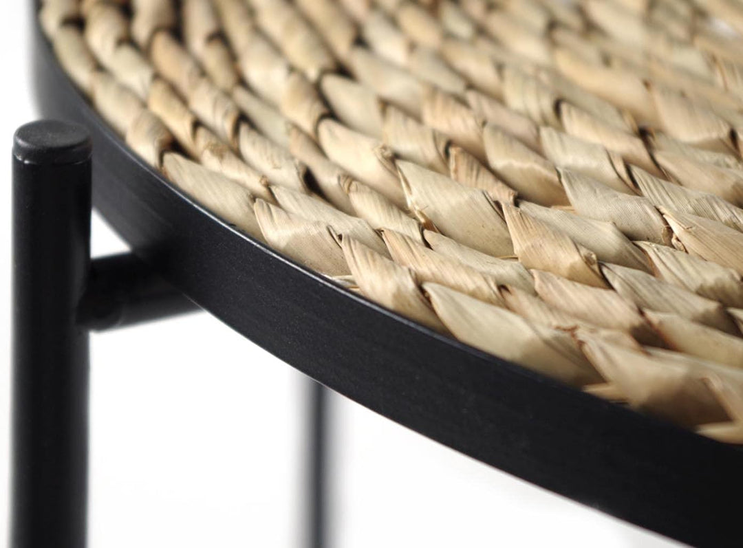 Kobolo Beistelltisch Coffee aus Seegras und Metall - Tablett - 38x38x45cm, 38x38x45