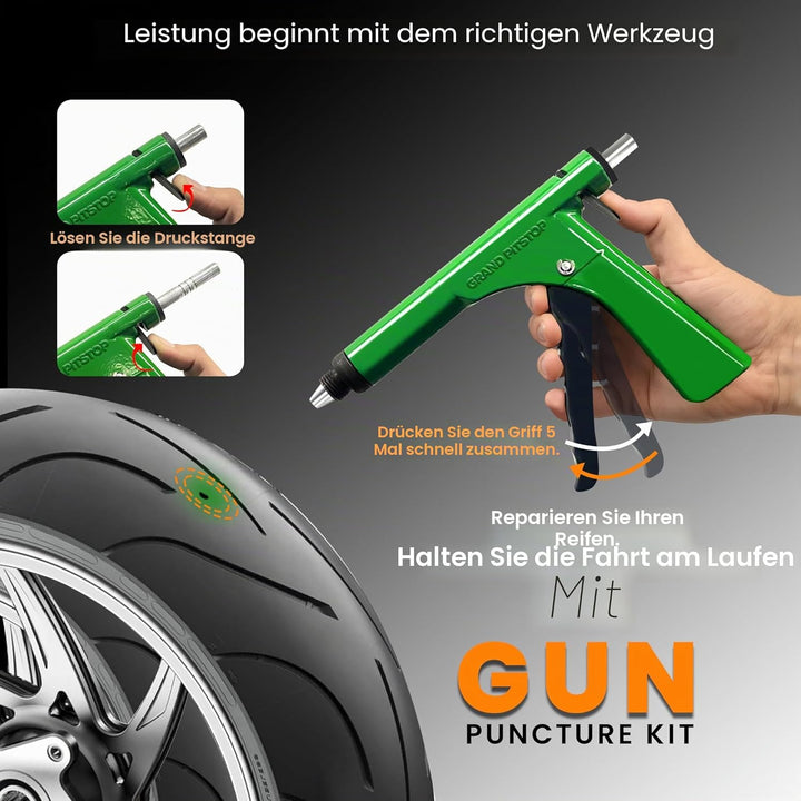 GRAND PITSTOP GrandPitstop Tubeless Reifenpannen-Reparaturset mit Stopfen für Motorrad, Auto und Rol