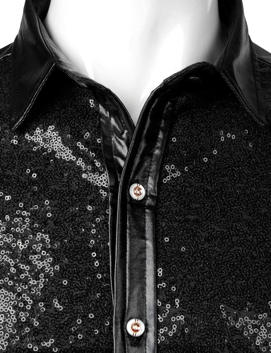LucMatton Glänzende Metallic-Hemden für Herren, schmale Passform, Knopfleistenshirt, für Club, Rock,