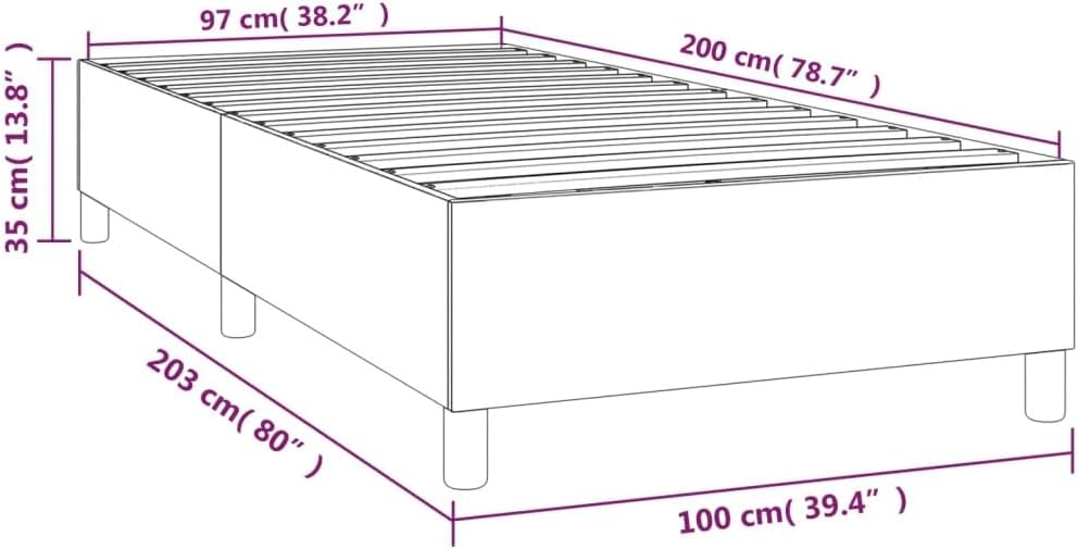 vidaXL Boxspringbett, Bettgestell mit Lattenrost, Bett Polsterbett mit Stützbeinen, Einzelbett Schla