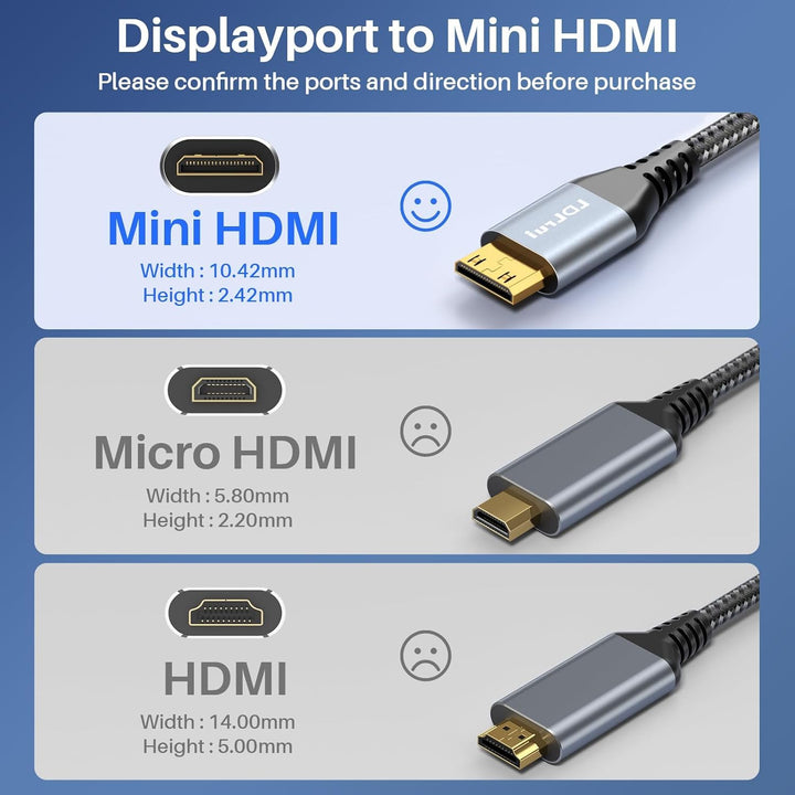 LDLrui DisplayPort zu Mini HDMI Kabel 2m [Biegefest, Hochgeschwindigkeits] Unterstützt 4K@60Hz, 2K@1