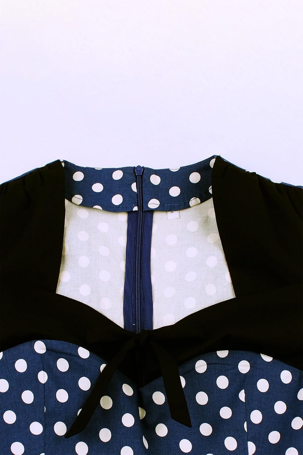 AXOE Damen 60er Jahre Polka Dot Vintage Rockabilly Kleid Abendkleider Navy M, Navy M